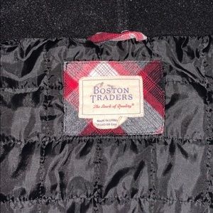 Red, grey, white flannel hooded jacket